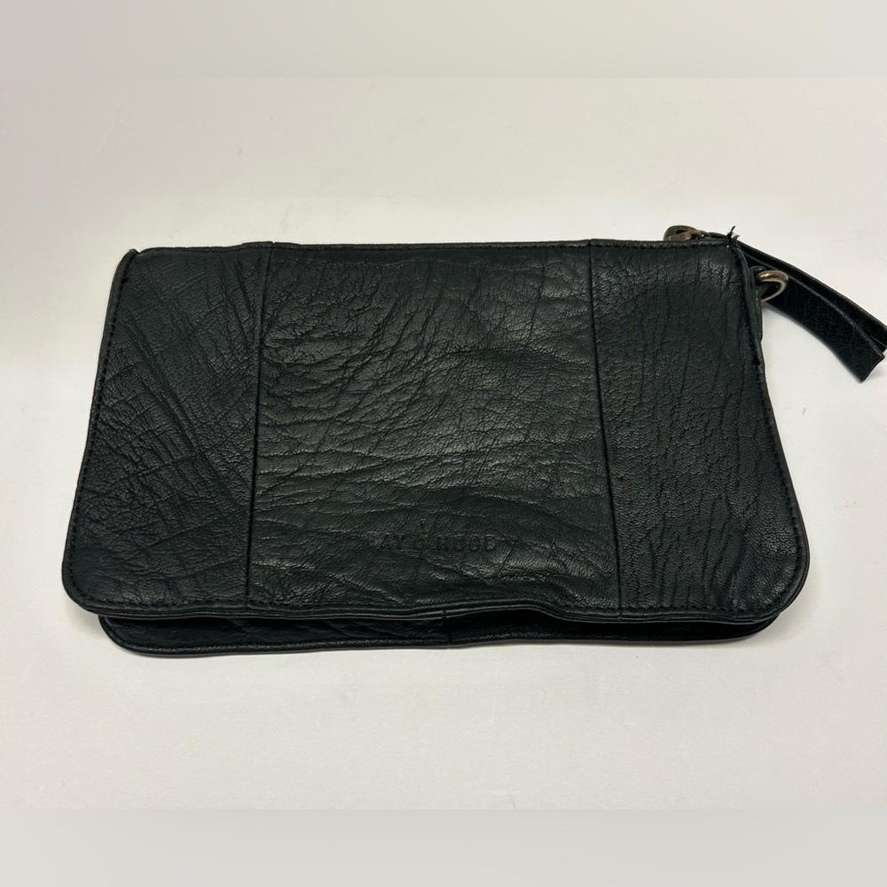 Day‎ & Mood Soft Leather Clutch Solid Black ZippersPockets